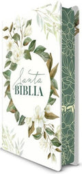 Biblia RVR 1960 letra grande tamaño manual, tapa dura con flores blancas y cantos pintados | Reina Valera  Revisada 1960